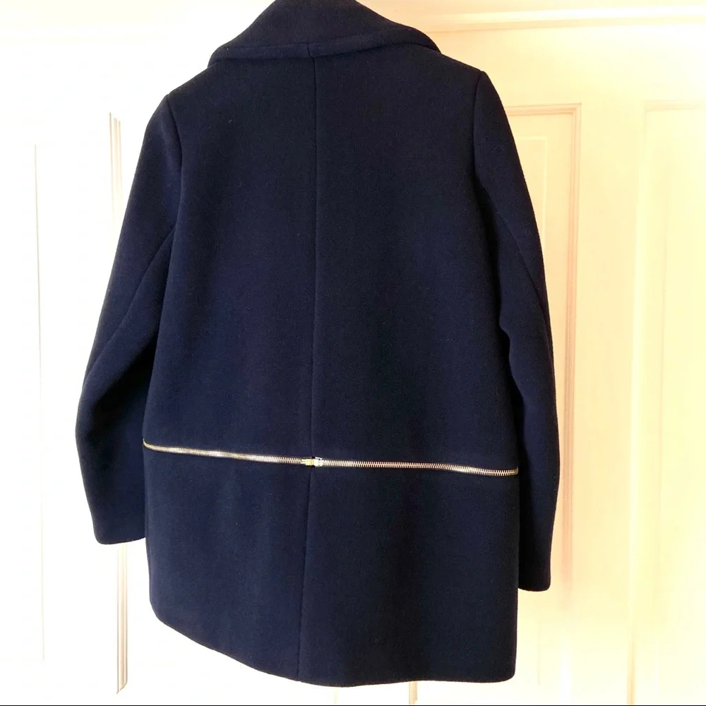 Sandro navy blue wool blend coat with zipper M